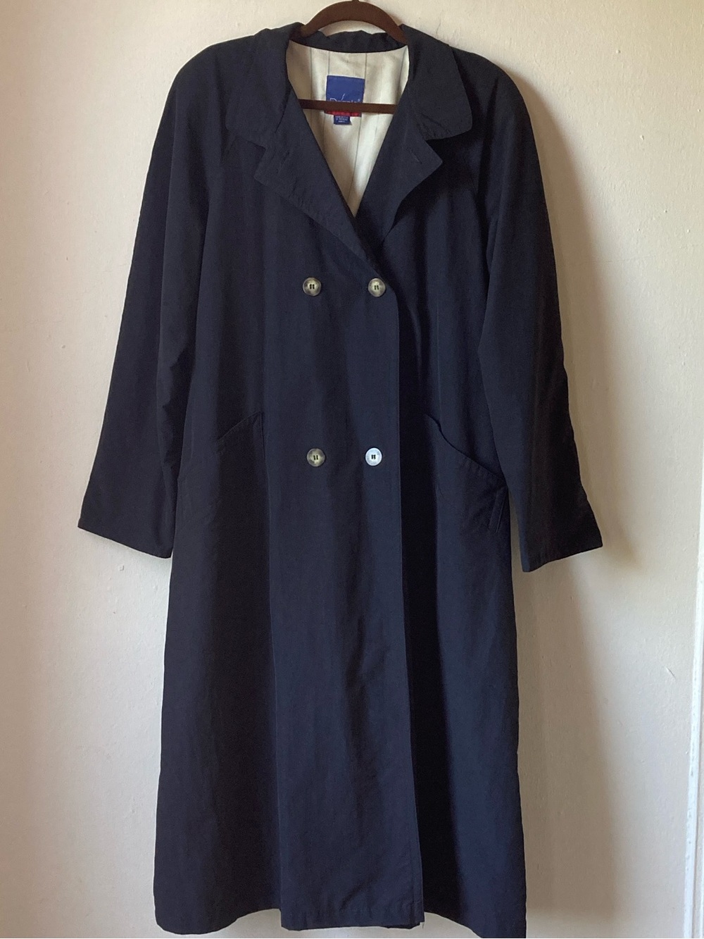 Vtg Drizzle / Saks Fifth Avenue Black Trench Rain Coat Size 8